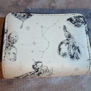 Double-Zip Accordion Credit Card Wallet featuring a "Butterfly and Celestial/Con